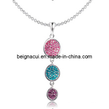 Checa Pedra Luz Rose &amp; Rose &amp; Blue Zircon Cor Colar Pingente Longo